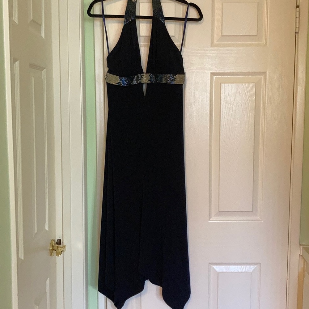 Navy Blue Halter Cocktail Dress